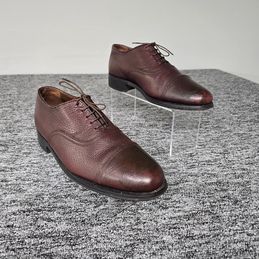 Johnston & Murphy Melton Burgundy Pebble Grain Cap Toe Oxford Dress Shoes 8.5 D